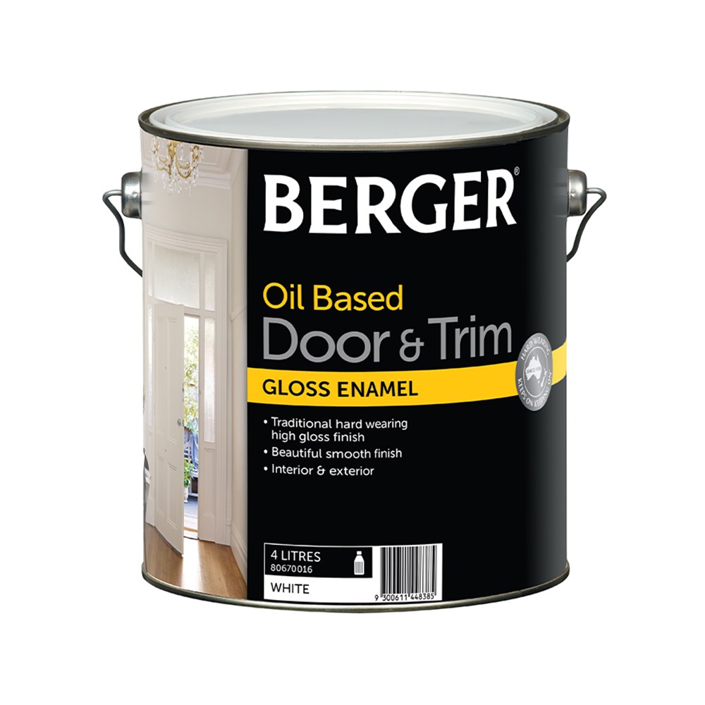 Berger Door & Trim Oil Based Gloss Enamel White 4L Inspirations Paint Store